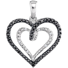 Load image into Gallery viewer, Enchanting Noir Diamond Heart Pendant - Sterling Silver Women&#39;s Necklace  Top View from Splendid Jewellery