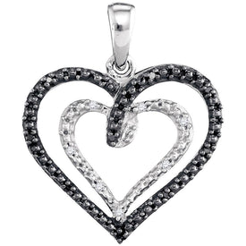 Enchanting Noir Diamond Heart Pendant - Sterling Silver Women's Necklace  Top View from Splendid Jewellery