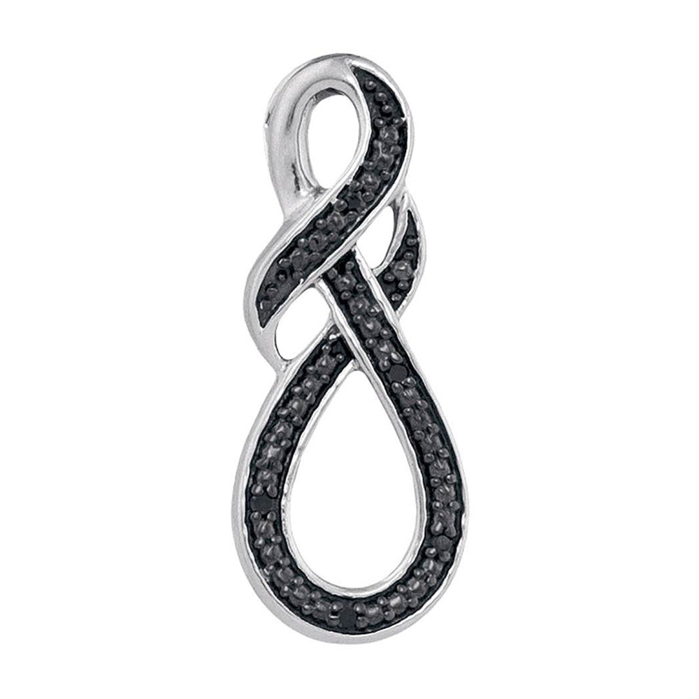 Diamond Heart & Love Symbol Pendant | Sterling Silver Womens Round Black Color Enhanced Diamond Infinity Pendant .03 Cttw | Splendid Jewellery GND
