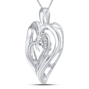 Diamond Heart & Love Symbol Pendant | Sterling Silver Womens Round Diamond Heart Moving Twinkle Pendant .03 Cttw | Splendid Jewellery GND