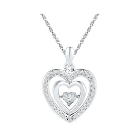 Enchanting Diamond Heartbeat Pendant | Sterling Silver Womens Round Diamond Heart Moving Twinkle Pendant 1/10 Cttw | Splendid Jewellery  Top View from Splendid Jewellery