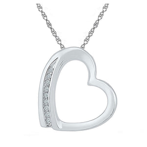 Diamond Heart & Love Symbol Pendant | Sterling Silver Womens Round Diamond Heart Pendant .03 Cttw | Splendid Jewellery GND