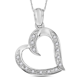 Diamond Heart & Love Symbol Pendant | Sterling Silver Womens Round Diamond Heart Pendant 1/10 Cttw | Splendid Jewellery GND