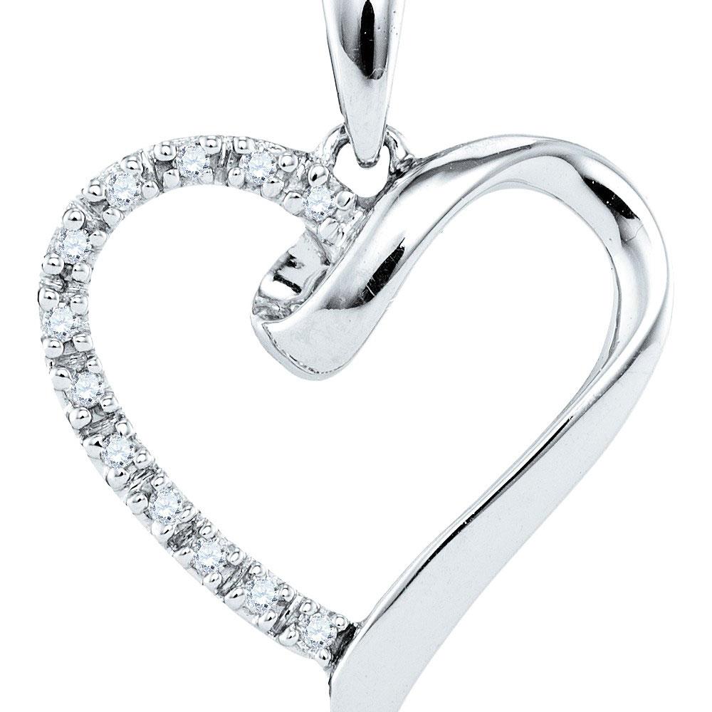 Diamond Heart & Love Symbol Pendant | Sterling Silver Womens Round Diamond Heart Pendant 1/20 Cttw | Splendid Jewellery GND