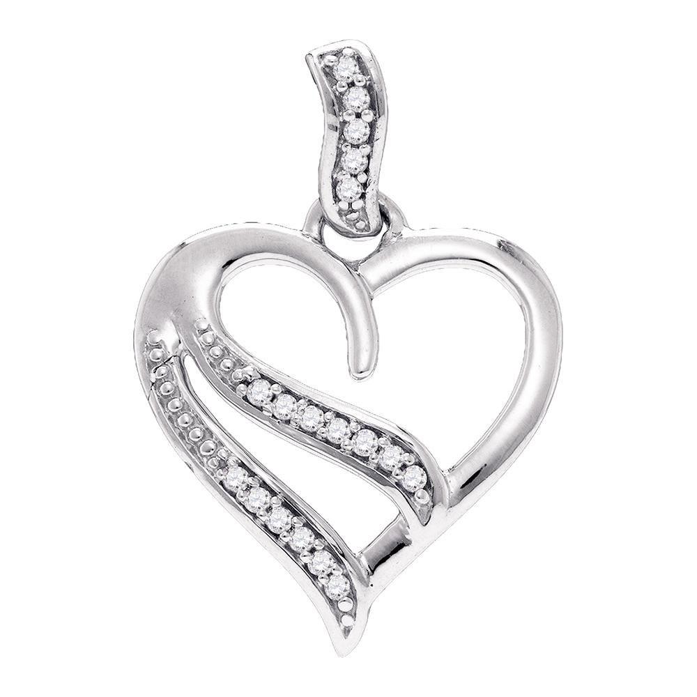 Diamond Heart & Love Symbol Pendant | Sterling Silver Womens Round Diamond Heart Pendant 1/20 Cttw | Splendid Jewellery GND