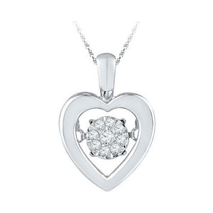 Diamond Heart & Love Symbol Pendant | Sterling Silver Womens Round Diamond Moving Twinkle Heart Pendant 1/10 Cttw | Splendid Jewellery GND