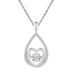 Diamond Heart & Love Symbol Pendant | Sterling Silver Womens Round Diamond Moving Twinkle Heart Pendant 1/8 Cttw | Splendid Jewellery GND