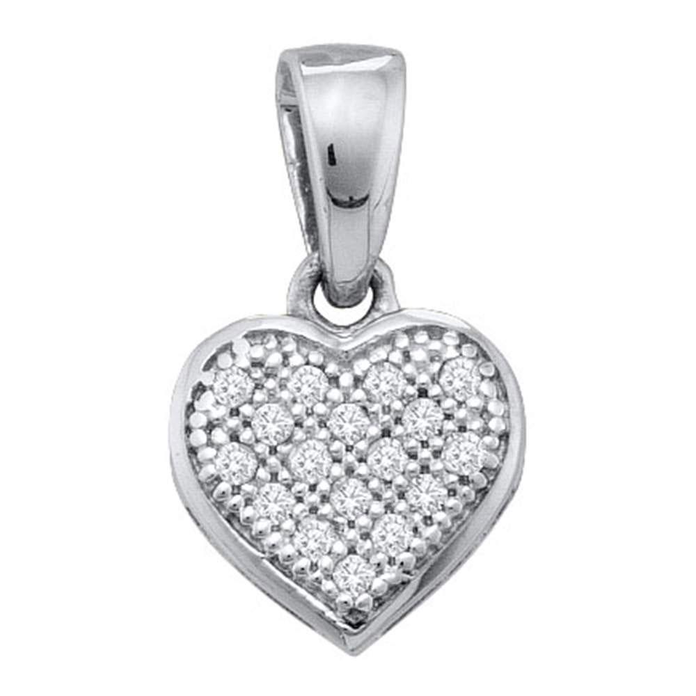 Diamond Heart & Love Symbol Pendant | Sterling Silver Womens Round Diamond Small Heart Cluster Pendant 1/20 Cttw | Splendid Jewellery GND