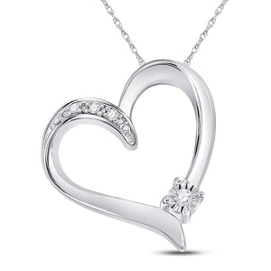 Diamond Heart & Love Symbol Pendant | Sterling Silver Womens Round Diamond Solitaire Heart Pendant .03 Cttw | Splendid Jewellery GND
