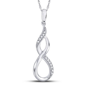 Diamond Heart & Love Symbol Pendant | Sterling Silver Womens Round Diamond Vertical Infinity Pendant 1/20 Cttw | Splendid Jewellery GND