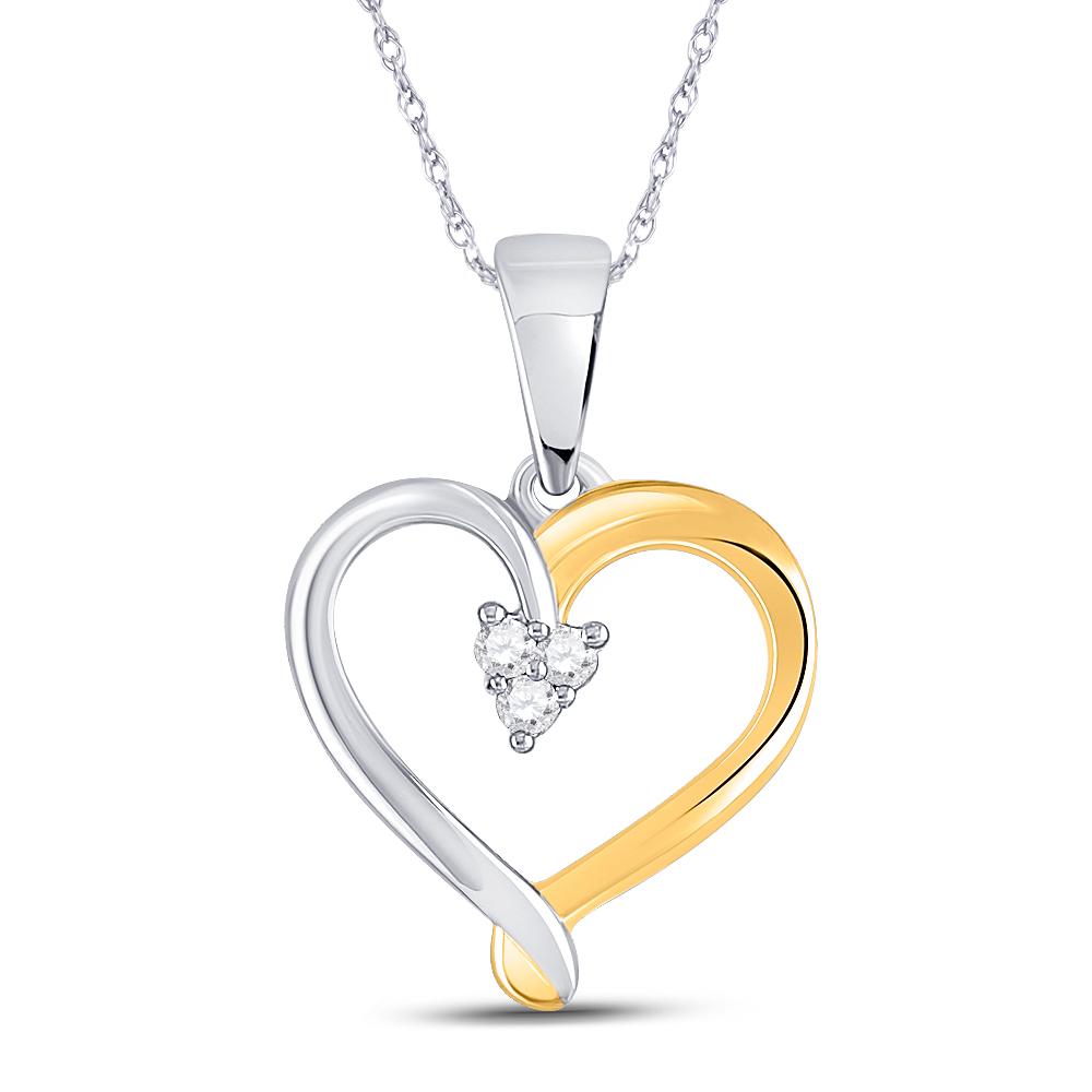 Diamond Heart & Love Symbol Pendant | Two-tone Sterling Silver Womens Round Diamond Heart Cluster Pendant 1/20 Cttw | Splendid Jewellery GND