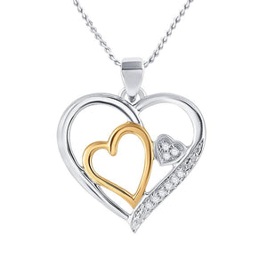 Diamond Heart & Love Symbol Pendant | Two-tone Sterling Silver Womens Round Diamond Heart Pendant 1/20 Cttw | Splendid Jewellery GND