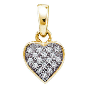 Diamond Heart & Love Symbol Pendant | Yellow-tone Sterling Silver Womens Round Diamond Heart Cluster Pendant 1/20 Cttw | Splendid Jewellery GND