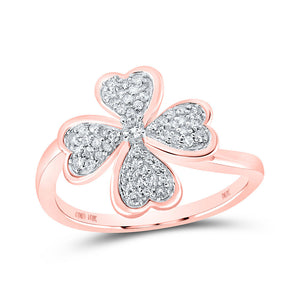 Diamond Heart Ring | 10kt Rose Gold Womens Round Diamond Clover Heart Ring 1/4 Cttw | Splendid Jewellery GND