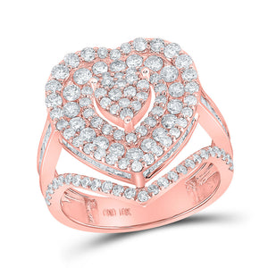 Diamond Heart Ring | 10kt Rose Gold Womens Round Diamond Heart Ring 2-1/3 Cttw | Splendid Jewellery GND
