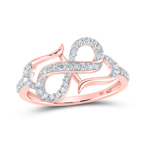 Diamond Heart Ring | 10kt Rose Gold Womens Round Diamond Infinity Heart Ring 1/3 Cttw | Splendid Jewellery GND