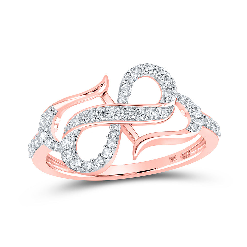 Diamond Heart Ring | 10kt Rose Gold Womens Round Diamond Infinity Heart Ring 1/3 Cttw | Splendid Jewellery GND