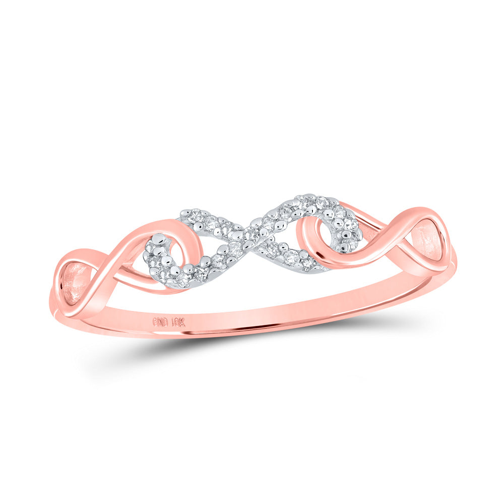 Diamond Heart Ring | 10kt Rose Gold Womens Round Diamond Infinity Ring 1/20 Cttw | Splendid Jewellery GND