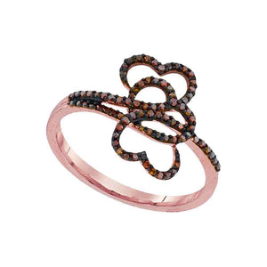 Diamond Heart Ring | 10kt Rose Gold Womens Round Red Color Enhanced Diamond Heart Ring 1/5 Cttw | Splendid Jewellery GND