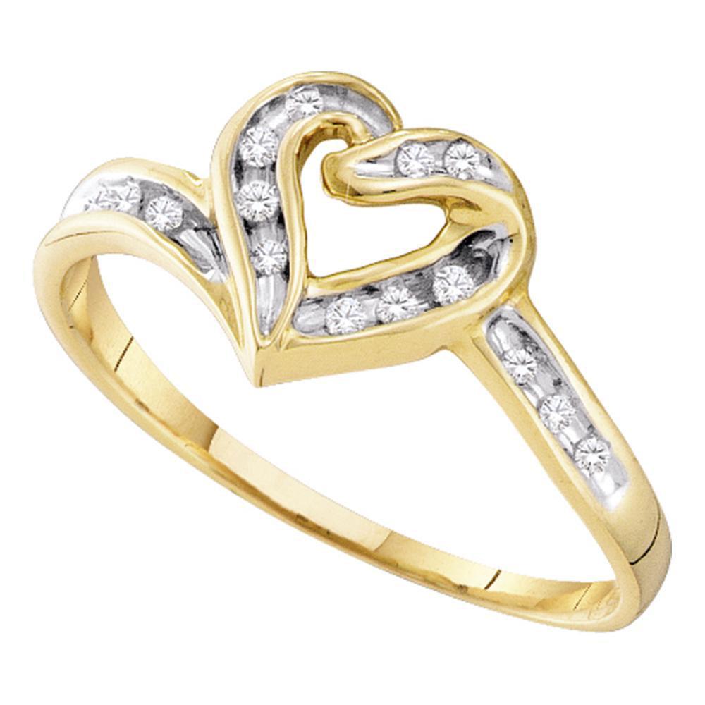 Diamond Heart Ring | 10kt Two-tone Gold Womens Round Diamond Heart Frame Ring 1/12 Cttw | Splendid Jewellery GND