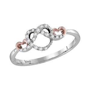 Diamond Heart Ring | 10kt Two-tone White Gold Womens Round Diamond Infinity Knot Heart Ring 1/10 Cttw | Splendid Jewellery GND
