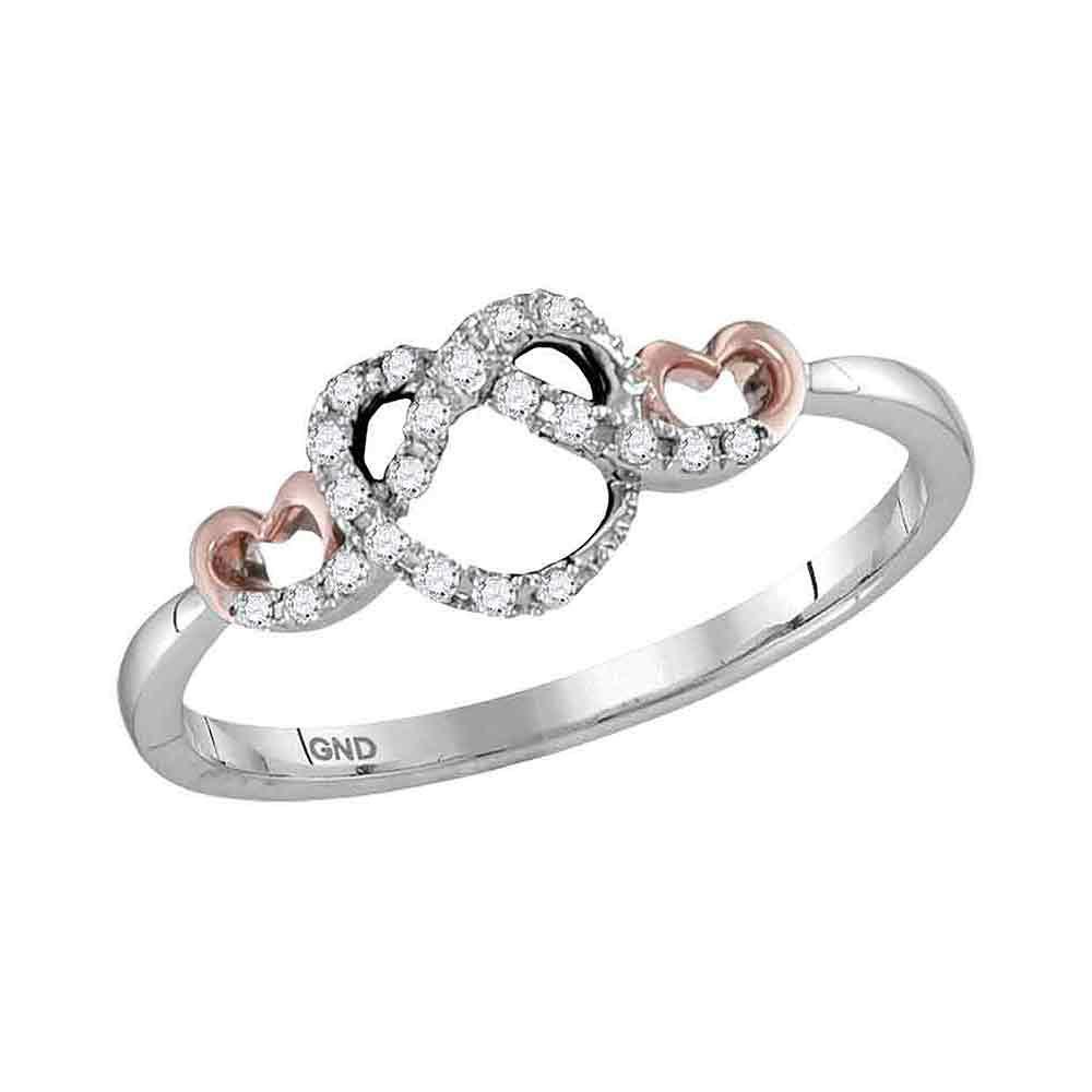 Diamond Heart Ring | 10kt Two-tone White Gold Womens Round Diamond Infinity Knot Heart Ring 1/10 Cttw | Splendid Jewellery GND