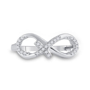 Diamond Heart Ring | 10kt White Gold Womens Round Diamond Cross Infinity Ring 1/10 Cttw | Splendid Jewellery GND