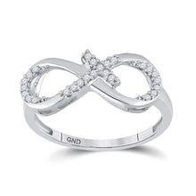 Load image into Gallery viewer, Eternal Love Diamond Heart Ring Top view from the 10Kt White Gold Womens Round Diamond Cross Infinity Ring 1 10 Cttwpin228072 collection by Splendid Jewellery