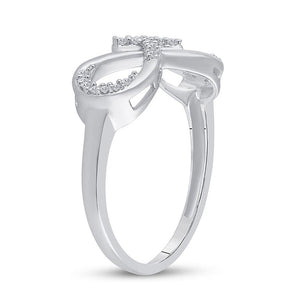 Diamond Heart Ring | 10kt White Gold Womens Round Diamond Cross Infinity Ring 1/10 Cttw | Splendid Jewellery GND