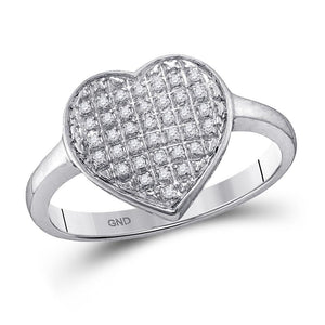Diamond Heart Ring | 10kt White Gold Womens Round Diamond Heart Cluster Ring 1/4 Cttw | Splendid Jewellery GND