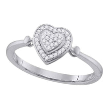 Load image into Gallery viewer, Radiant Love: 10kt White Gold Diamond Heart Frame Cluster Ring Top View from Splendid Jewellery