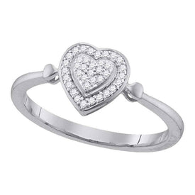 Radiant Love: 10kt White Gold Diamond Heart Frame Cluster Ring Top View from Splendid Jewellery