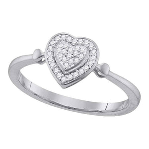 Diamond Heart Ring | 10kt White Gold Womens Round Diamond Heart Frame Cluster Ring 1/10 Cttw | Splendid Jewellery GND