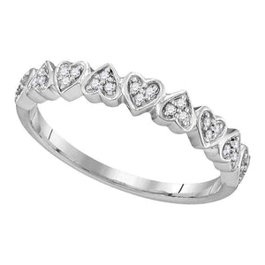 Diamond Heart Ring | 10kt White Gold Womens Round Diamond Heart Ring 1/10 Cttw | Splendid Jewellery GND