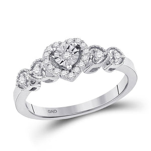 Diamond Heart Ring | 10kt White Gold Womens Round Diamond Heart Ring 1/5 Cttw | Splendid Jewellery GND