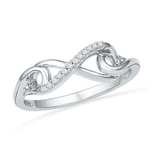 Load image into Gallery viewer, Eternal Love Diamond Knot Ring | 10kt White Gold Womens Round Diamond Infinity Knot Ring 1/20 Cttw Top View from Splendid Jewellery