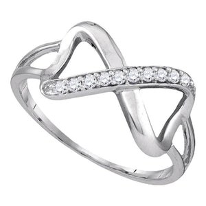 Diamond Heart Ring | 10kt White Gold Womens Round Diamond Infinity Ring 1/10 Cttw | Splendid Jewellery GND