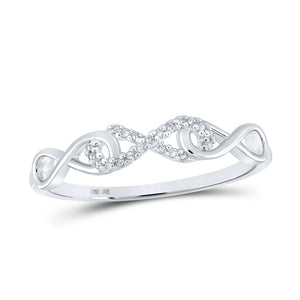 Diamond Heart Ring | 10kt White Gold Womens Round Diamond Infinity Ring 1/20 Cttw | Splendid Jewellery GND