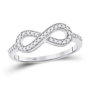 Diamond Heart Ring | 10kt White Gold Womens Round Diamond Infinity Ring 1/5 Cttw | Splendid Jewellery GND