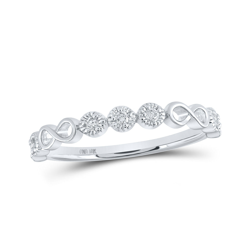 Diamond Heart Ring | 10kt White Gold Womens Round Diamond Infinity Ring 1/8 Cttw | Splendid Jewellery GND