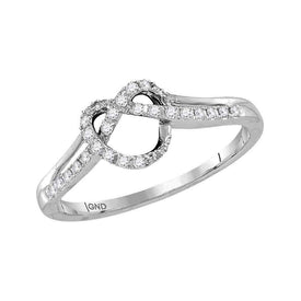 Dazzling Love Knot Diamond Heart Ring Top view from the 10Kt White Gold Womens Round Diamond Knot Heart Ring 1 8 Cttwpin223042 collection by Splendid Jewellery