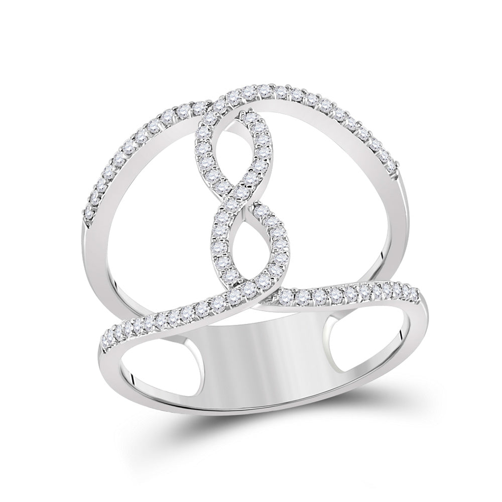 Diamond Heart Ring | 10kt White Gold Womens Round Diamond Negative Space Infinity Ring 1/4 Cttw | Splendid Jewellery GND
