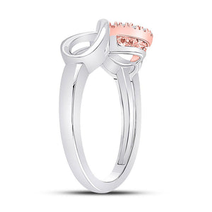 Diamond Heart Ring | 10kt White Gold Womens Round Diamond Rose-tone Heart Infinity Ring 1/20 Cttw | Splendid Jewellery GND