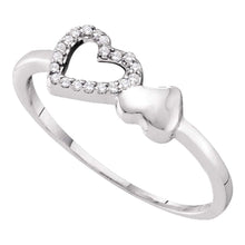 Load image into Gallery viewer, Romantic Radiance: 10kt White Gold Diamond Heart Ring Top View from Splendid Jewellery