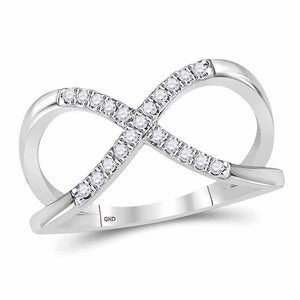Diamond Heart Ring | 10kt White Gold Womens Round Diamond Split-shank Infinity Ring 1/6 Cttw | Splendid Jewellery GND