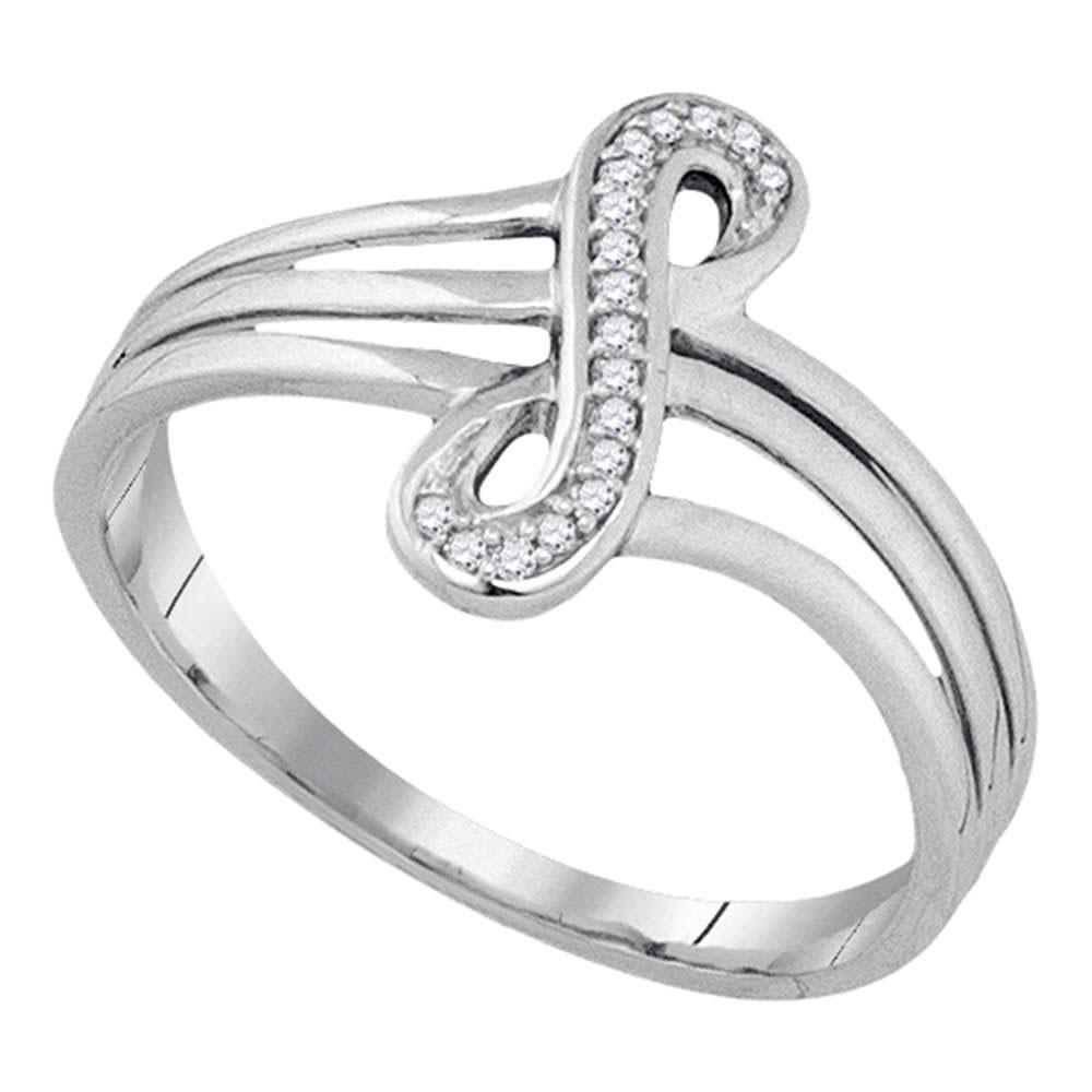 Diamond Heart Ring | 10kt White Gold Womens Round Diamond Vertical Infinity Strand Ring 1/20 Cttw | Splendid Jewellery GND