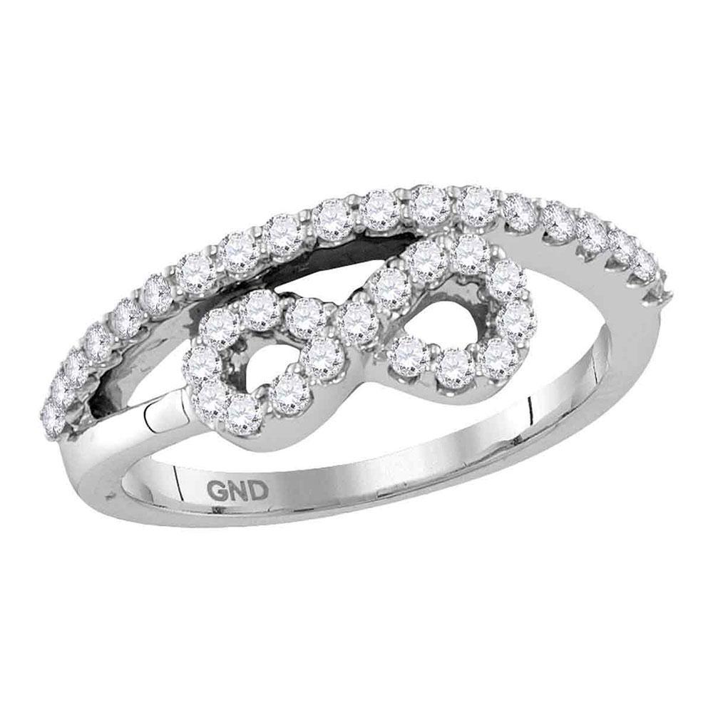 Diamond Heart Ring | 10kt White Gold Womens Round Diamond Woven Infinity Band Ring 1/2 Cttw | Splendid Jewellery GND