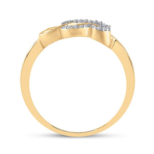Diamond Heart Ring | 10kt Yellow Gold Womens Round Diamond Double Heart Ring 1/20 Cttw | Splendid Jewellery GND_200_300