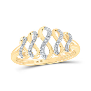 Diamond Heart Ring | 10kt Yellow Gold Womens Round Diamond Fashion Infinity Ring 1/10 Cttw | Splendid Jewellery GND