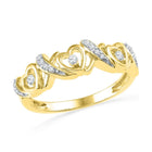 Radiant Love: 10kt Yellow Gold Womens Round Diamond Heart Band Ring 1/8 Cttw Top View from Splendid Jewellery